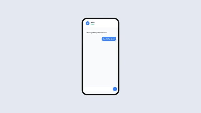 Smartphone Chat Interface Animation with Text Notification for Weekend Trip Planning 2D Vector Flat Design