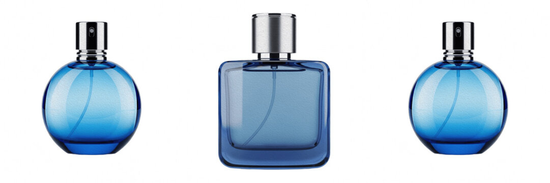 Premium Men Cologne Perfume Bottle Isolated On Transparent Background Blue Glass Luxury Fragrance Scent Product
