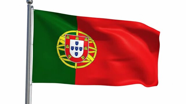 Waving flag of portugal isolated on white background