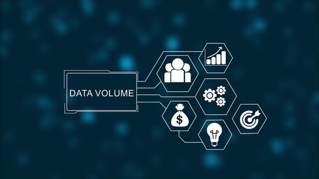 Data Volume, Hologram Futuristic Interface Concept. Business, Technology, Internet and network concept. Digital