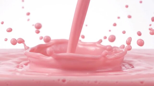 Pink liquid splash isolated on white background