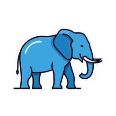 Obraz premium Minimalist blue elephant vector illustration icon.