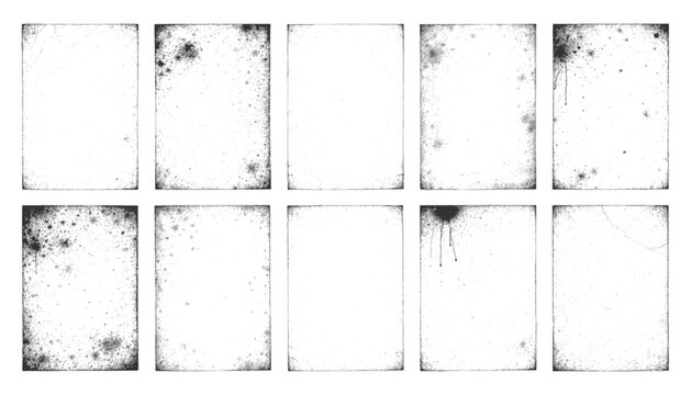 Grunge frame with overlay texture. Old dirty concrete background with cracks and scratches. Distressed grainy surface. Vintage urban backdrop. Scraped and stained design element. Vector illustration