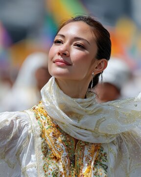 Filipino barong tagalog attire in community parade
