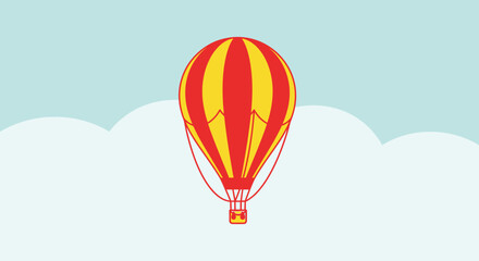 Hot Air Balloon Ascending in Cloudy Sky © yo