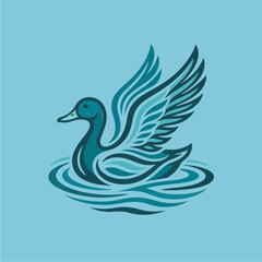 Fototapeta premium Teal Duck Swimming Water.