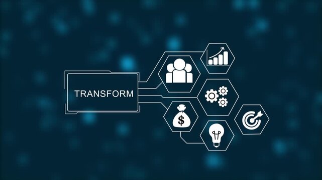 Transform, Hologram Futuristic Interface, Digital icon and internet technology on virtual interface, ensuring continuous improvement, refining processes, enhancing efficiency,