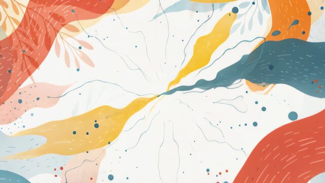 Floral Abstraction: A vibrant and colorful abstract composition. This artistic work explores the interplay of organic shapes, creating a visually stimulating and joyful experience.