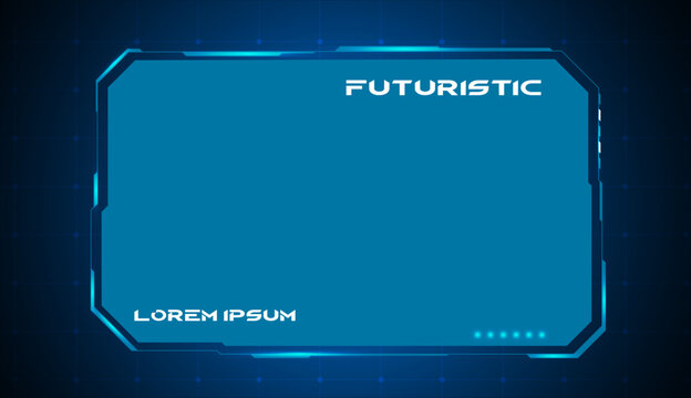 Modern futuristic blue technology display frame with abstract glowing digital interface