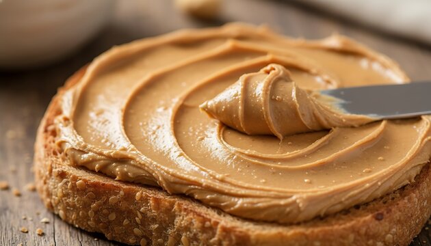 Creamy Peanut Butter Spread on Whole Grain Toast