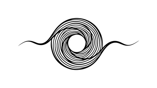 Abstract Wave Circle Continuity Bold Black Art Design