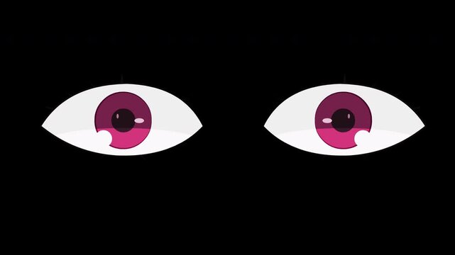 Semi-realistic anime eye blink animation with alpha channel transparent background