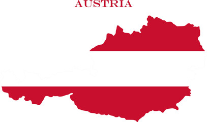 Obraz premium Austria Map Flag National Vector Outline with Red White Design