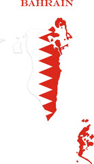 Fototapeta premium Bahrain Map Flag National Vector Outline with Serrated Design