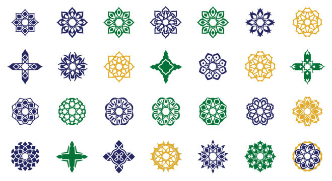 Collection of Geometric Islamic Patterns, Vector Ornaments, Decorative Elements