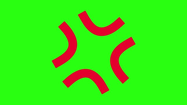 Red comic-style anger or stress symbol popping on a green screen. Perfect for anime-style expressions, emotional reactions, or funny video edits.