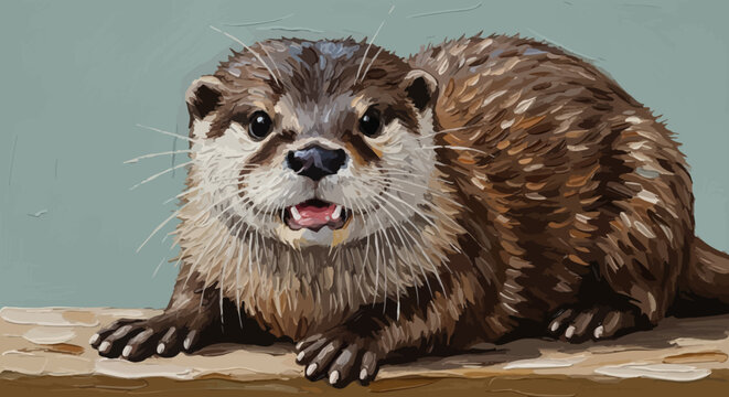 Cute brown otter looking curious, wildlife portrait in natural habitat.