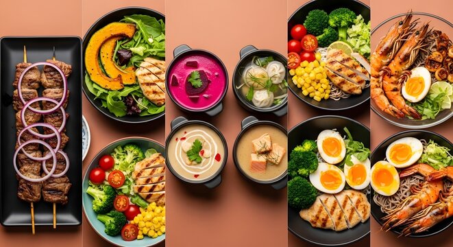 Collage of Healthy and Delicious Gourmet Meals.