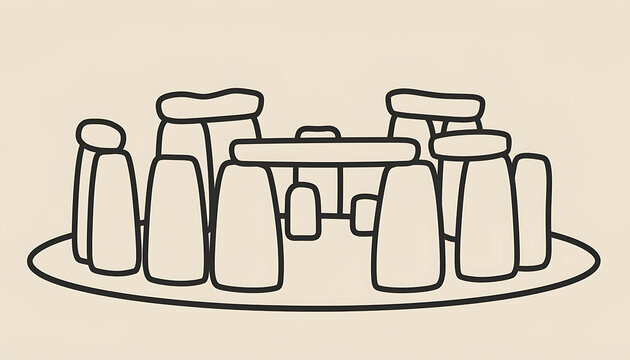 Ancient Stone Circle Monument Illustration.