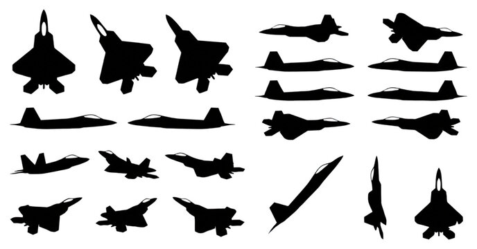 figter jet, military plane, different action poses, Graphic Resource Vector Set.eps