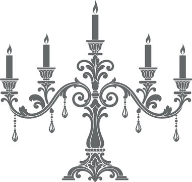 Elegant five-arm candelabra with lit candles