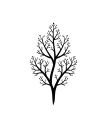 Obraz premium Stylized Silhouette of a Bare Tree Branch with Buds.