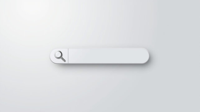 Minimalist white search bar featuring a magnifying glass icon against a clean gray background, emphasizing modern web design and digital technology in the context of online search.