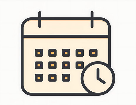 Calendar icon with clock symbol.