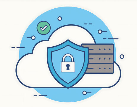 Cloud Security Shield with Lock.