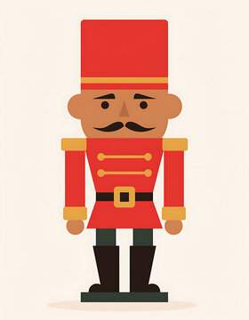 Cartoon toy soldier nutcracker figure standing.