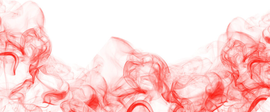 Red glowing abstract fire smoke on black background. Transparent background