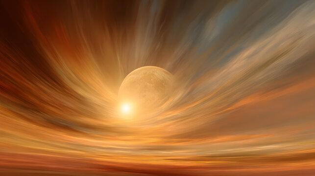 Abstract sky with warm gradient and soft sun circle 