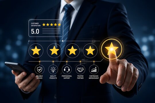 24 7 customer support concept. Continuous service availability and uptime guarantee system. Businessman holding digital clock interface symbolizing nonstop operation.