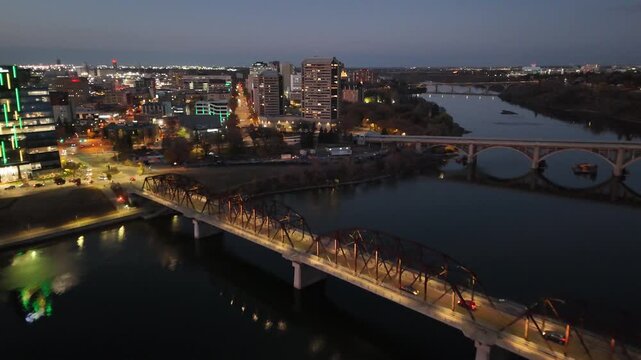 Downtown Saskatoon at twilight