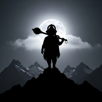 Warrior standing on mountain.