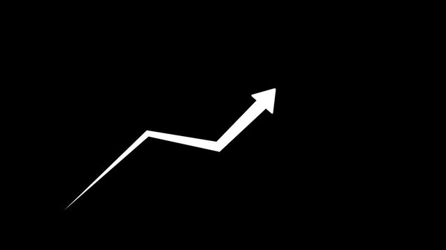 A single sharp white arrow pointing to the right and slightly upwards against a solid black background representing direction progress movement and forward momentum in a minimalist style