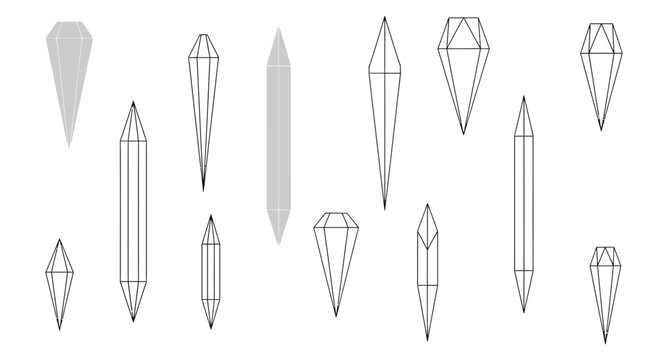 Various crystal shapes and forms.