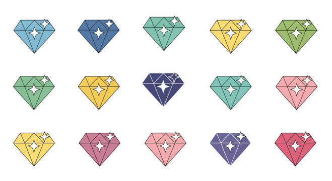Colorful diamond shapes with sparkles.