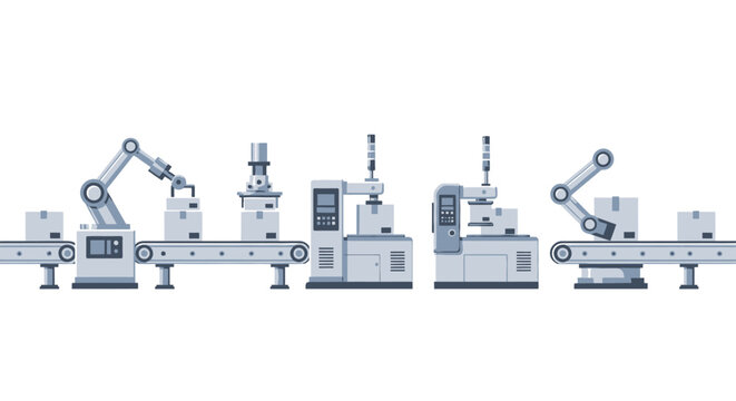 Industrial robotic assembly line machines.