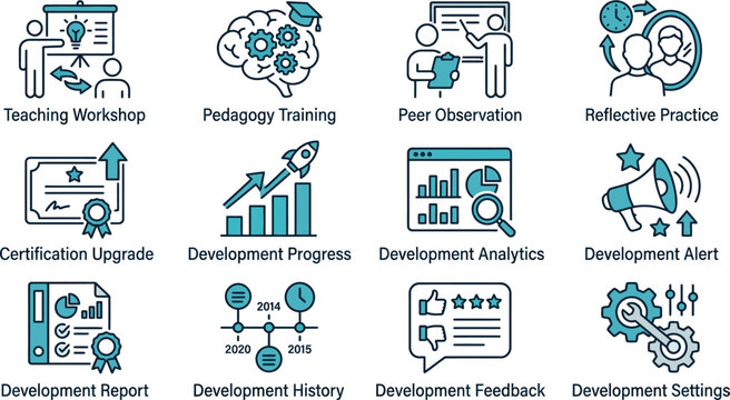 Professional Development and Training Icon Set.