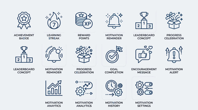 Gamification and User Engagement Interface Icons Set.