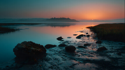 Quiet landscape with minimal sunset and calm air  © Noon