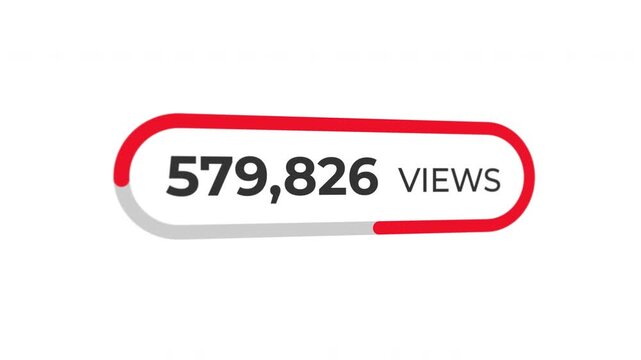 Displays youtube views counter. Suitable for social media marketing content, video analytics presentations, and digital advertising campaigns.
