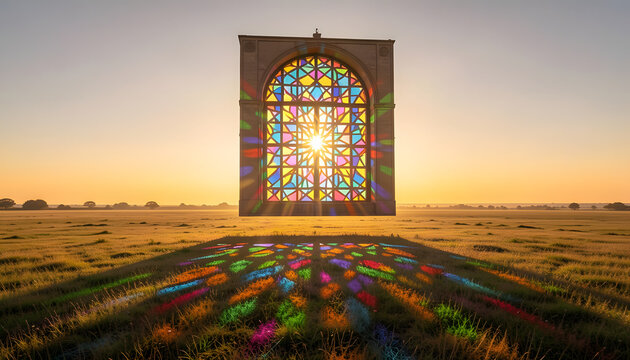 Islamic Window Light Projection Landscape
