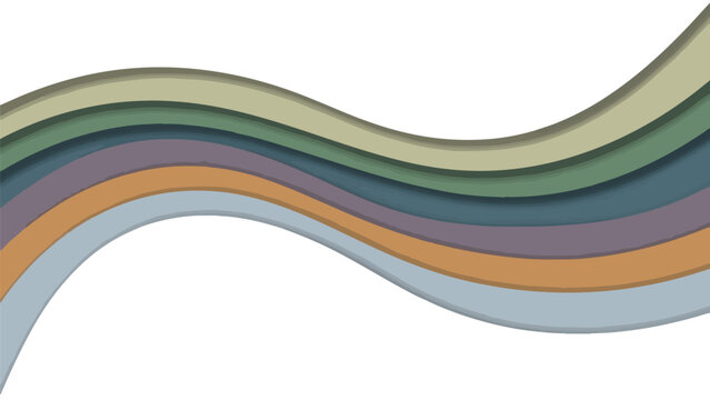 Multicolored Wavy Stripes on White Background.