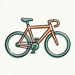 Fototapeta premium A bicycle illustration represents exercise and fitness in a simple, colorful style.