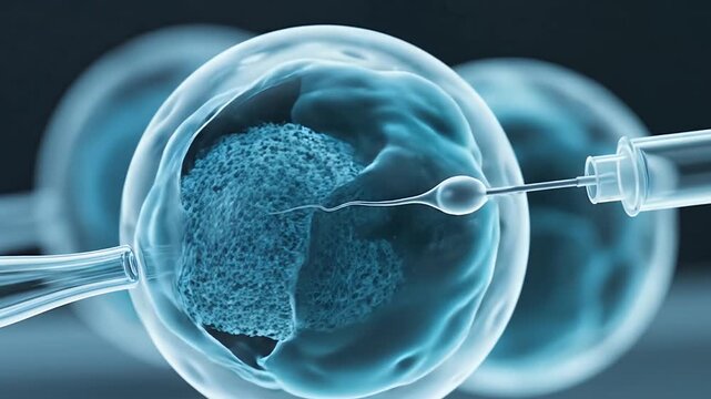 Precision Biotechnology: High-Definition ICSI Procedure Under Laboratory Microscope
