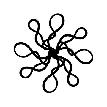 Black ornamental vector illustration with floral curves and symmetrical shapes, suitable for tattoo, stencil, print, and decorative design.