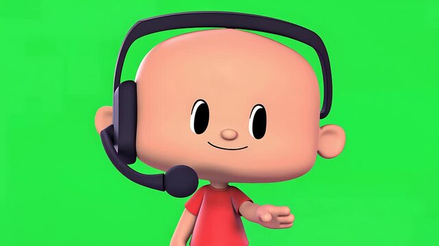 Call Center Baby Wearing Headset Cartoon