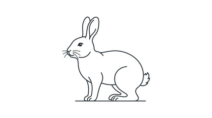 Obraz premium Rabbit standing on grassy ground looking.